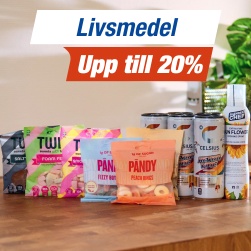 Upp till 20% p livsmedel